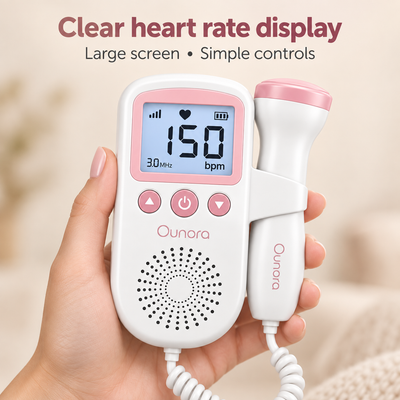 Ounora Fetal Doppler for Pregnancy - At Home Baby Heartbeat Monitor with 3MHz Probe, Backlit LCD Heart Rate Display & Built-In Speaker