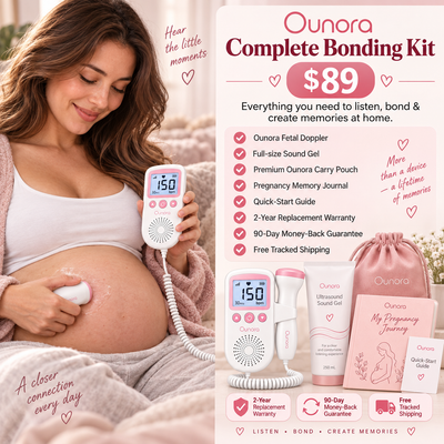 Ounora Fetal Doppler for Pregnancy - At Home Baby Heartbeat Monitor with 3MHz Probe, Backlit LCD Heart Rate Display & Built-In Speaker