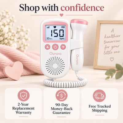 Ounora Fetal Doppler for Pregnancy - At Home Baby Heartbeat Monitor with 3MHz Probe, Backlit LCD Heart Rate Display & Built-In Speaker