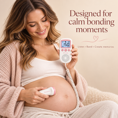 Ounora Fetal Doppler for Pregnancy - At Home Baby Heartbeat Monitor with 3MHz Probe, Backlit LCD Heart Rate Display & Built-In Speaker