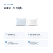 Why it works: adjustable loft, gel-infused shreds, two faces, washable cover