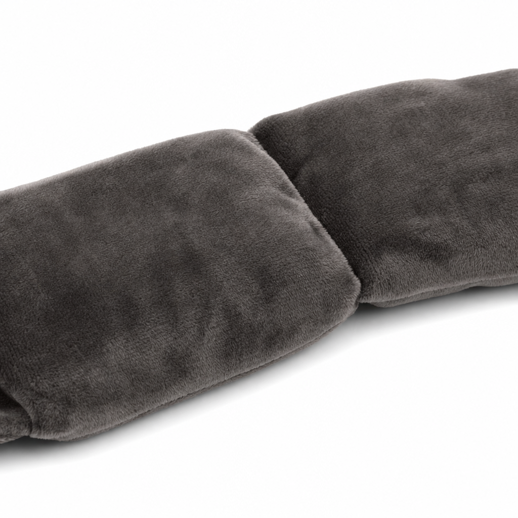 Macro detail of two adjacent bead-filled pods and the plush velvet nap