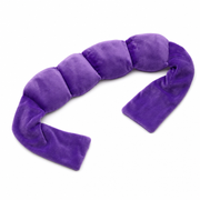 The Lull weighted eye pillow in Amethyst, showing the segmented pods and tie tails