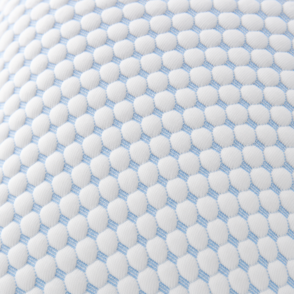 Macro of the cool-touch lattice knit cover texture