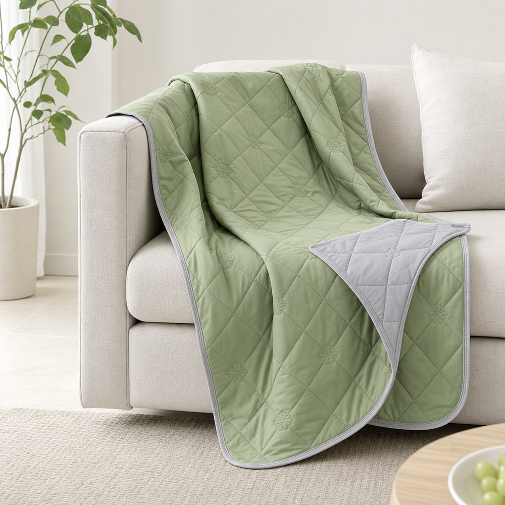 The Breeze draped over a linen sofa as a summer throw